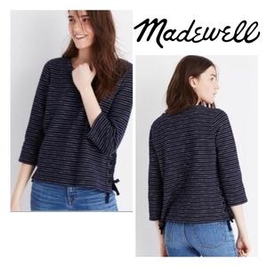 Madewell Striped Side- Lace Top X Small 100% Cotton